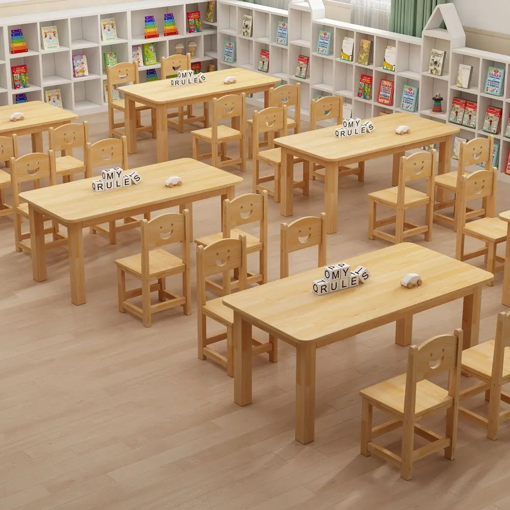 

Solid wood children's table and chair combination kindergarten table toy baby early education learning desk manual reading