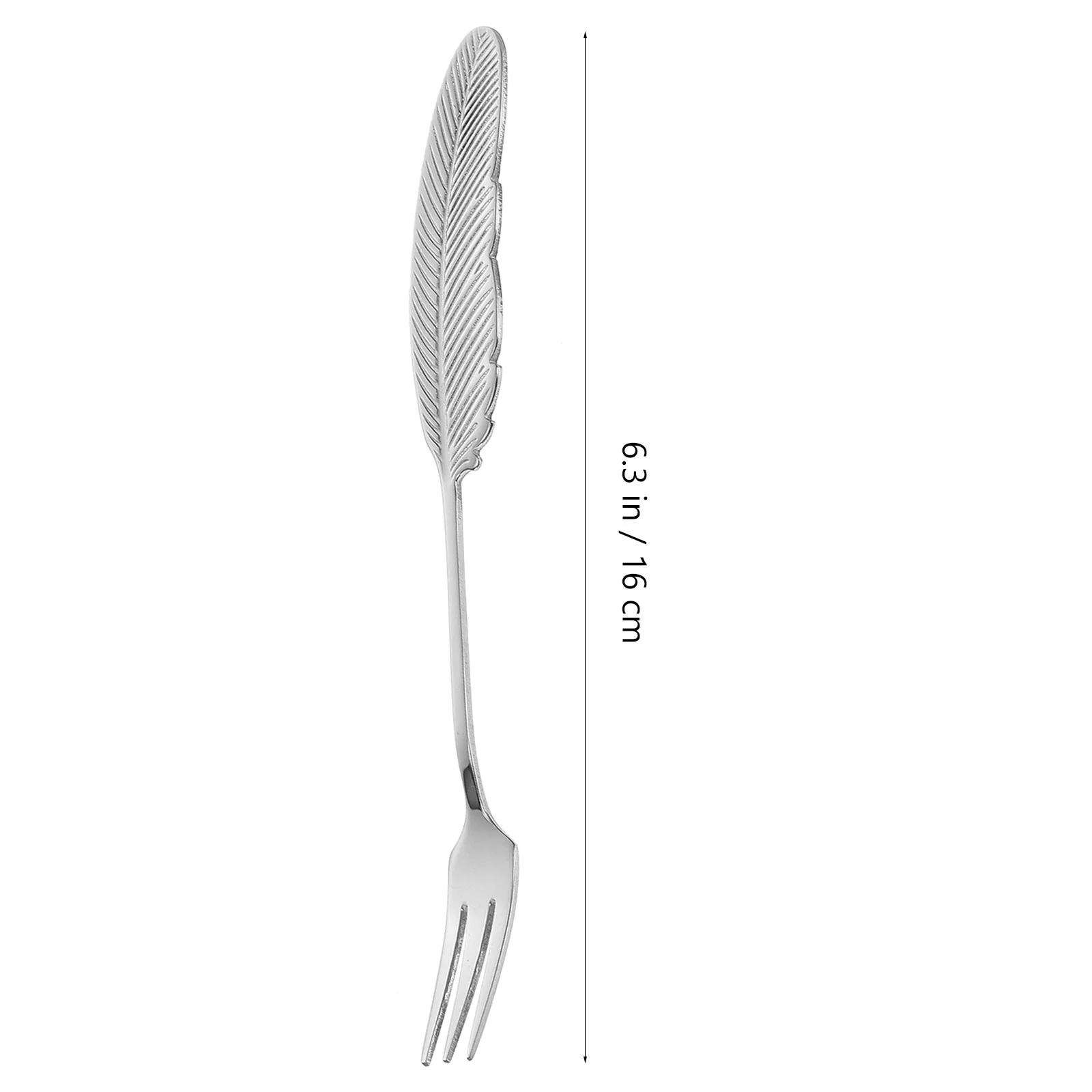 

1 Set Of Plume Shape Dessert Spoon Fork Stainless Steel Ice Cream Fruit Coffee Kitchen Tableware Mixing Stirring Tool For Home