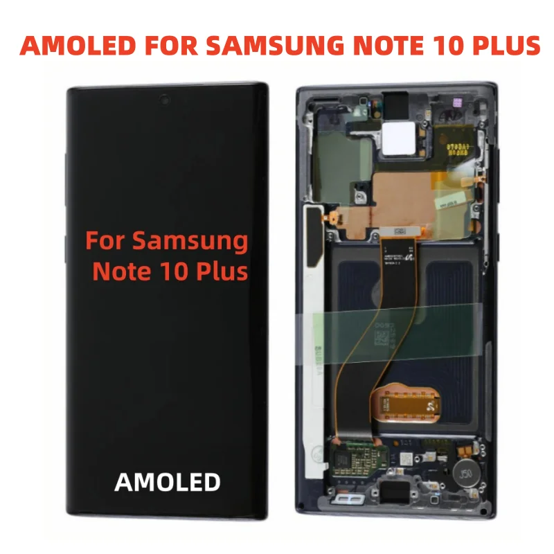 AMOLED For Samsung Galaxy Note 10 PLUS  Screen Digitizer Assembly Replacement Supports Fingerprint