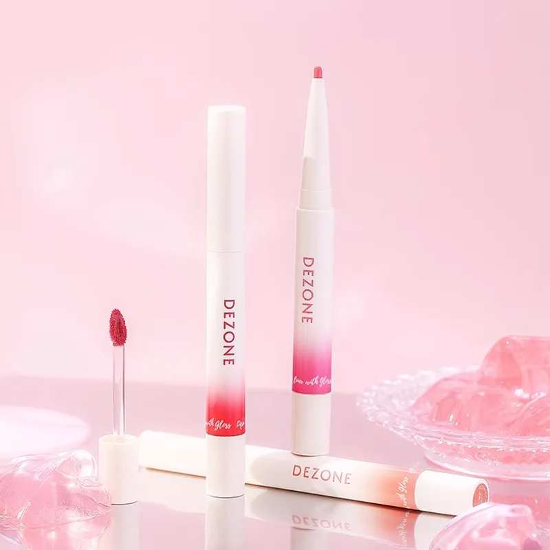 DEZONE double-headed lipstick floating light mirror lip glaze does not fade and does not stick to the cup lip liner
