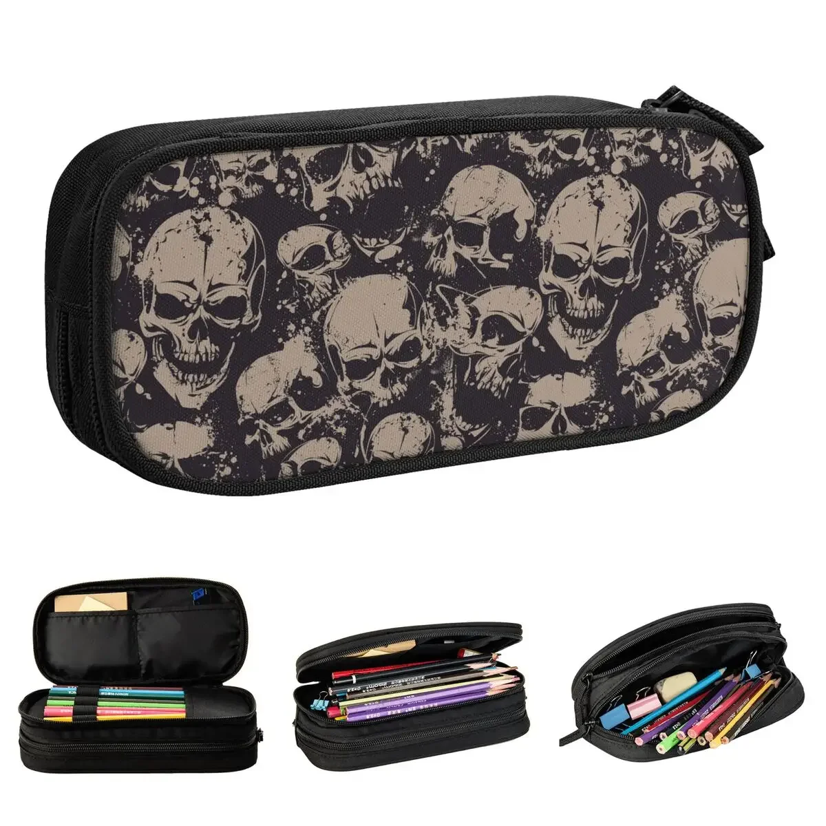 

Classic Sugar Skull Pencil Cases Pencilcases Pen Box for Girls Boys Big Capacity Bags School Supplies Zipper Stationery