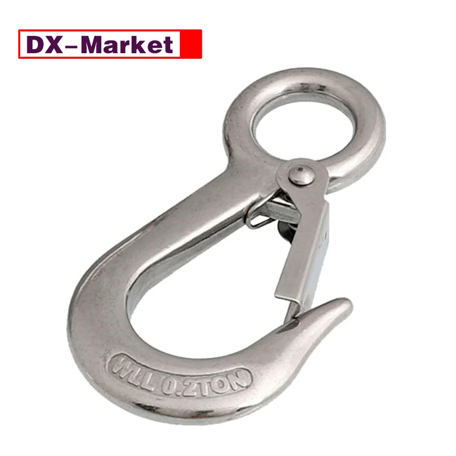 0.2T Fixed Eye Snap Cargo Hook With Safety Latch 304 Stainless Steel Rigging,J039
