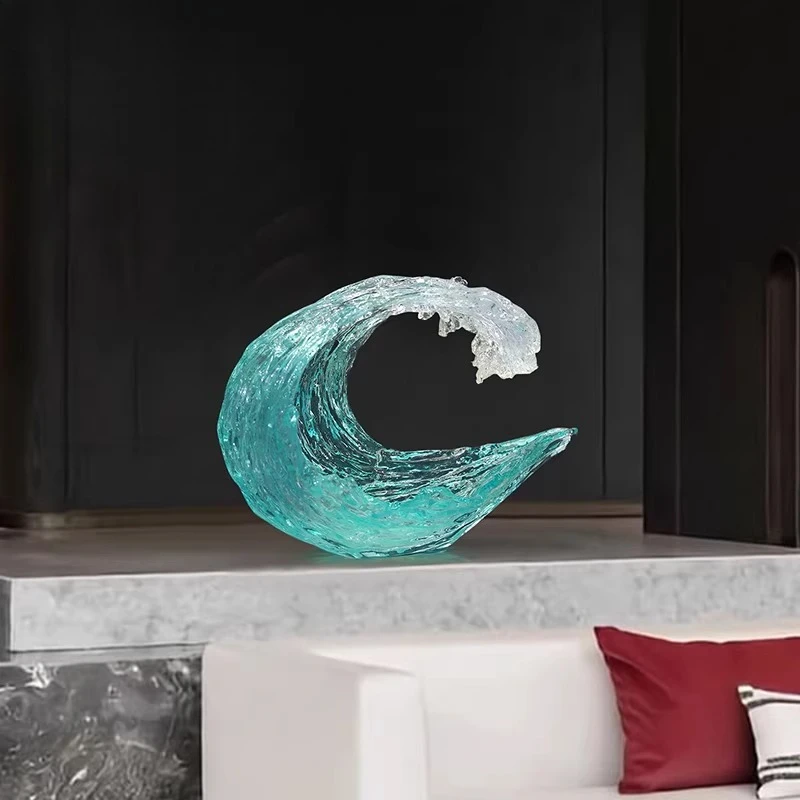 

Modern living room entrance table artwork sculpture ornament transparent imitation glass hotel