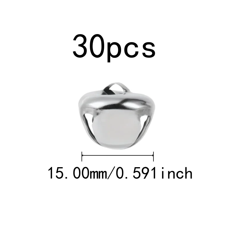 30 pcs 15mm Metal Craft Bells for Wedding Decoration, Metal Alloy Material, Cross Shape Design, Multipurpose, Silver