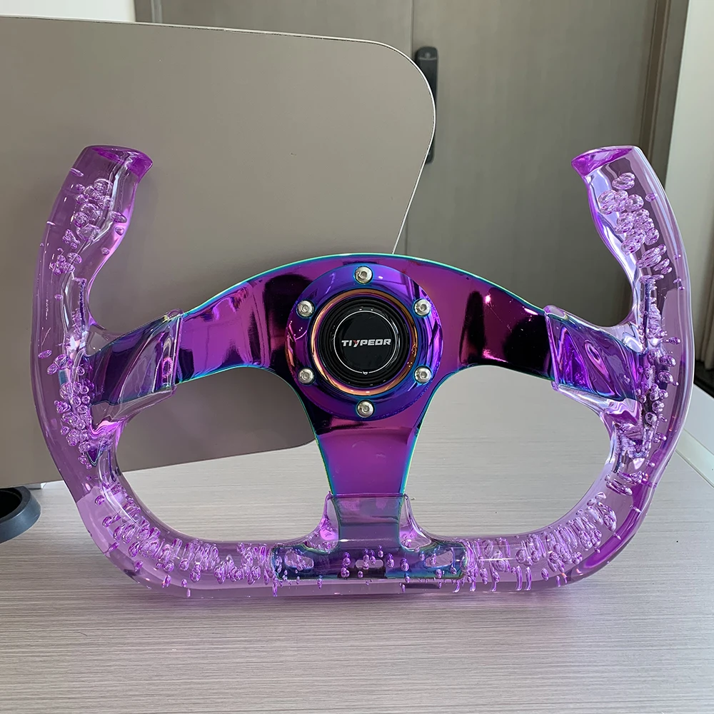 Universal 320MM Multi-color option Auto Acrylic Transparent Modification Sport Steering Wheel Color Plated Bracket Unique Design