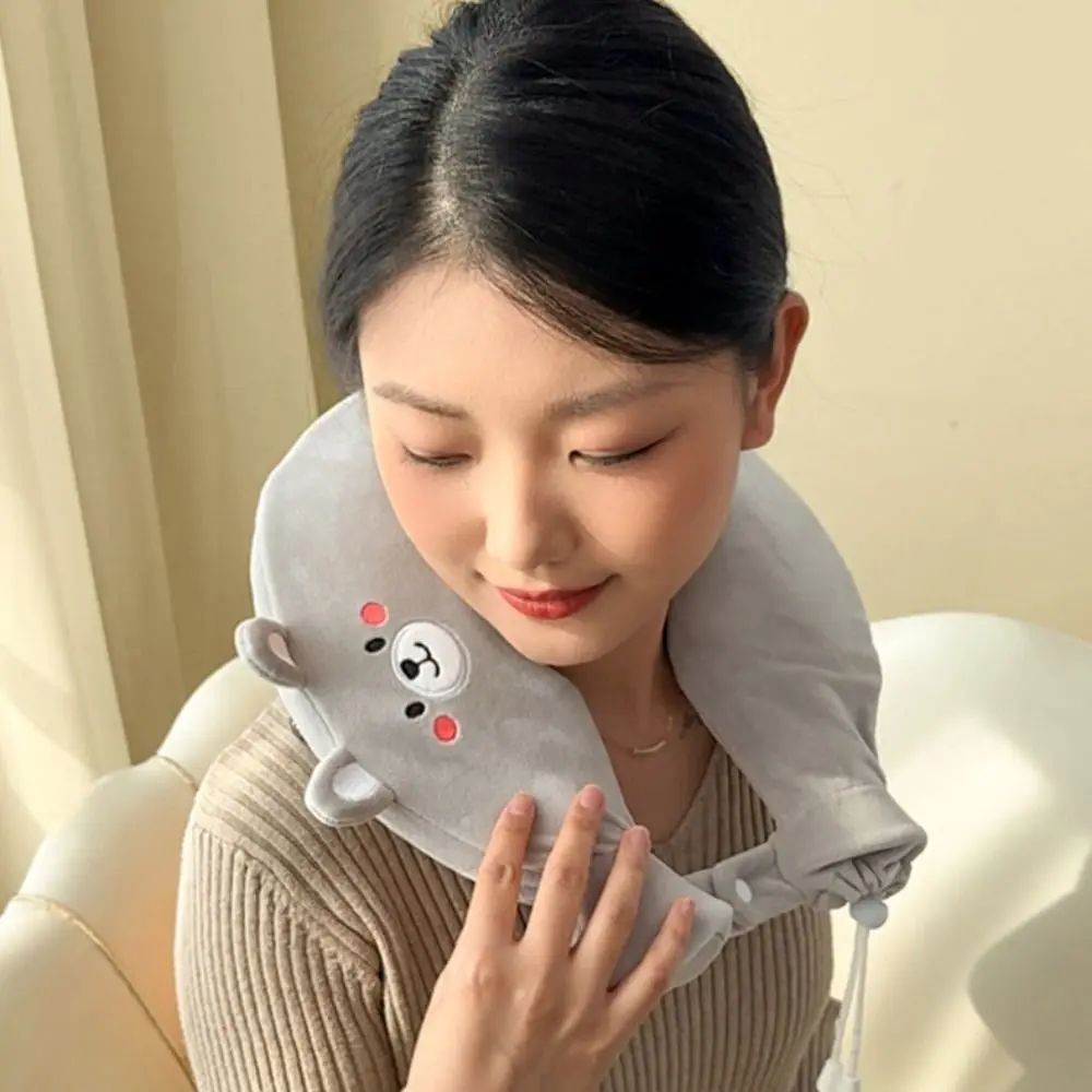 

Cartoon U-shaped Hot Water Bag Detachable Leak-proof Neck Warmer Anti-scalding with Plush Cover Neck Support Warm Water Bag