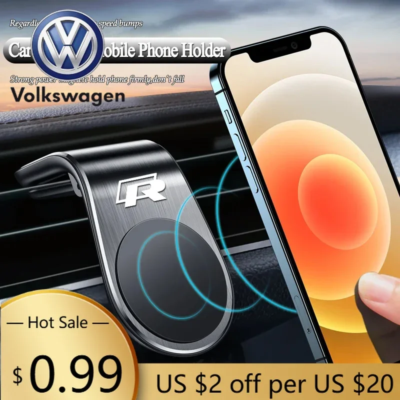 

For VOLKSWAGEN VW Magnetic Car Phone Holder Metal Stand Accessories For Volkswagen R GTI CC GTD Passat Transporter Golf Polo Tig