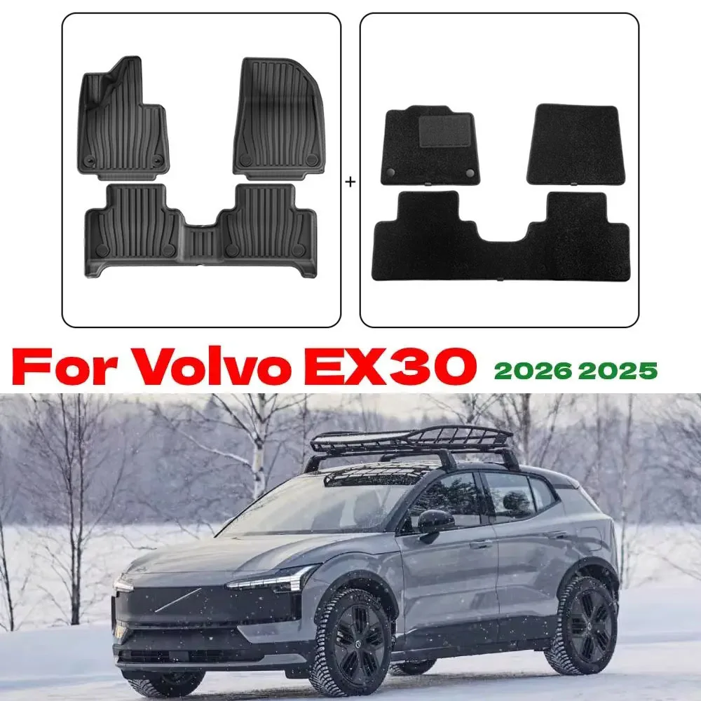 

Floor Mats for Volvo EX30 2026 2025 All Weather Protection TPE Anti-Slip Automotive Custom Car Mats Accessories - Black