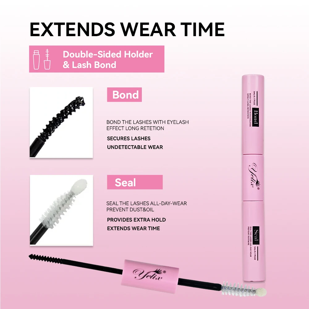 Yelix DIY Eyelash Extension Kit Fluffy Individual Lashes Includes Eyelash Tweezers Lash Bond and Seal Natural Volume Lashes