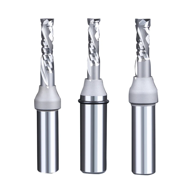 Woodworking 2 Flutes TCT Straight Compression Router Bit Double Veneer Cutter Engraving Slotting Trimming Up Down Milling Cutter