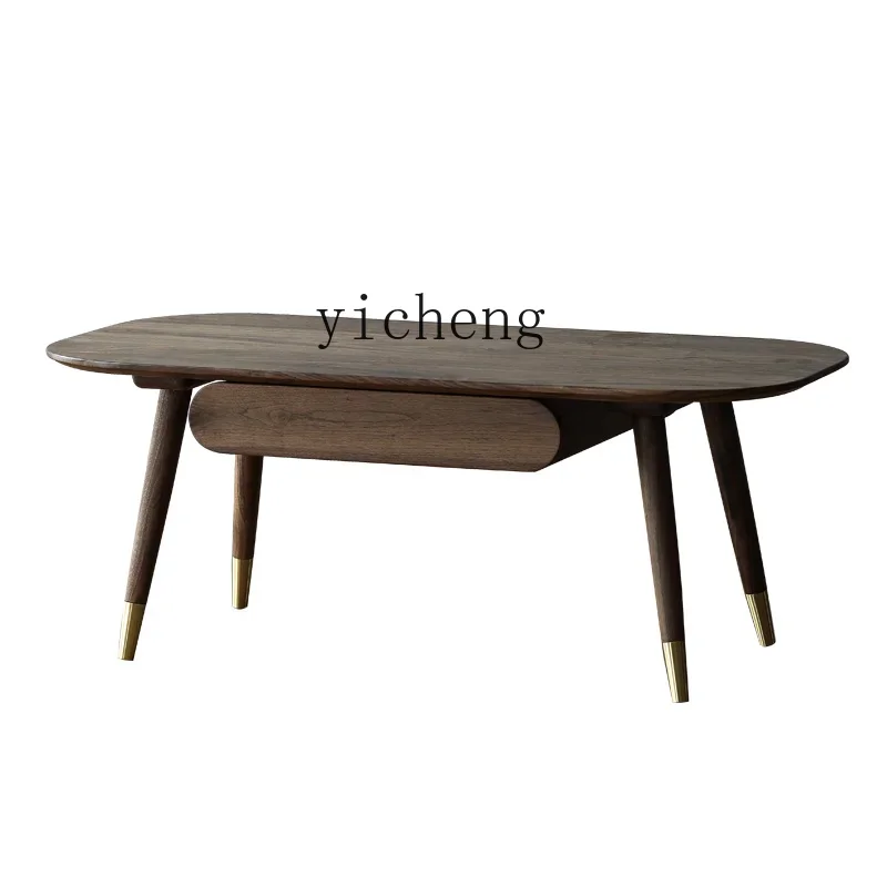 

Black Walnut Small Apartment Nordic Style Tea Table Solid Wood Low