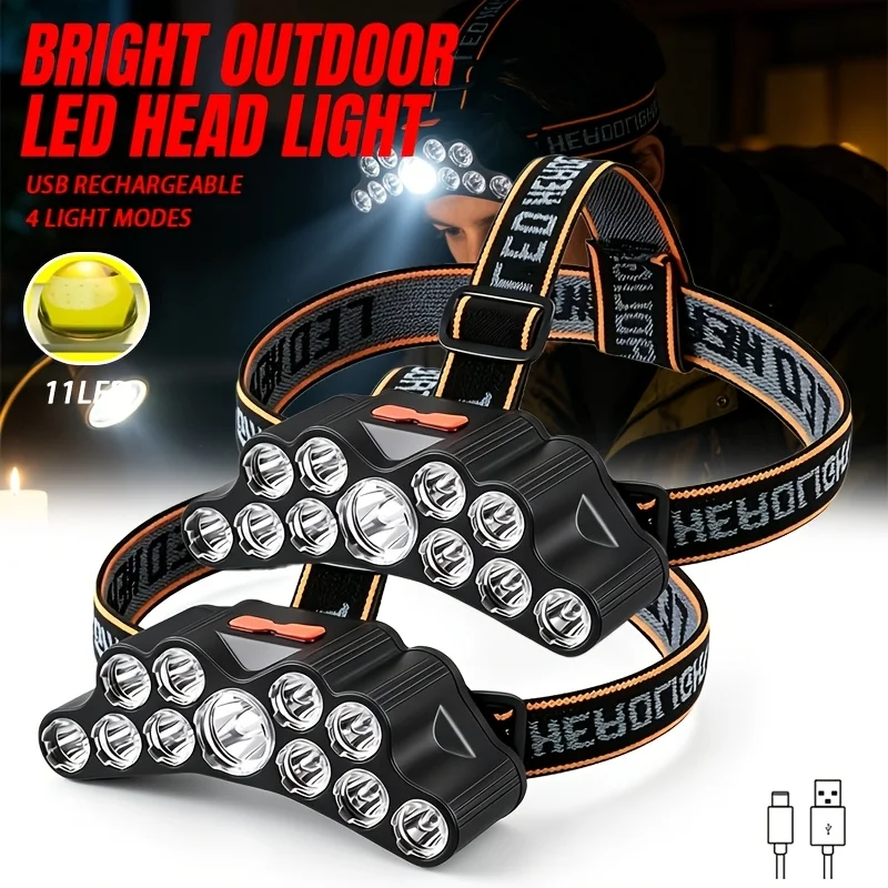 LED Headlamp Strong Light Head Lamp Rechargeable Headlight Built-in 18650 Battery Flashlight for Outdoor Camping Fishing Lantern