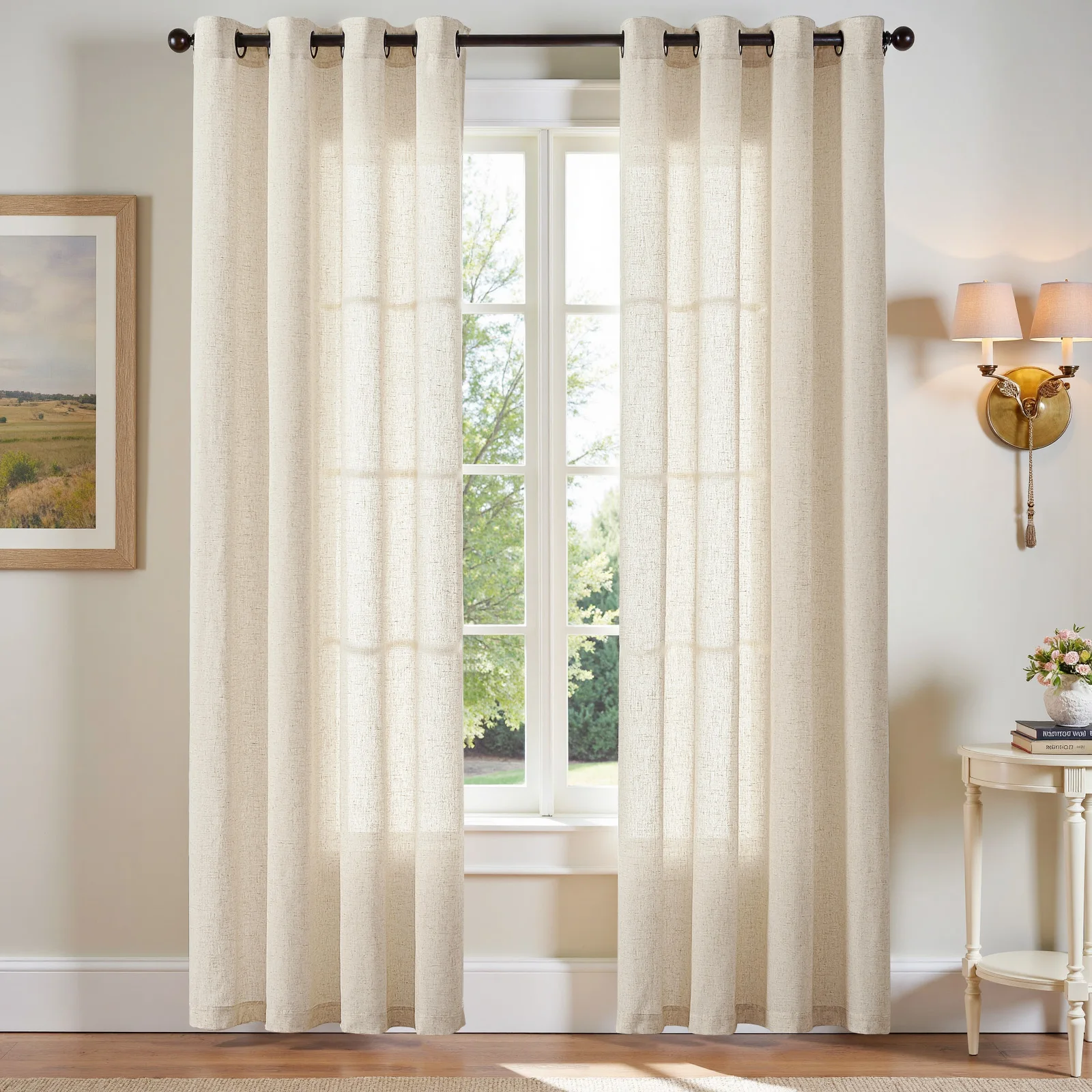 

JINCHAN Curtains for Bedroom Grommet Top Linen Textured Window Treatment Set for Living Room 2 Panels
