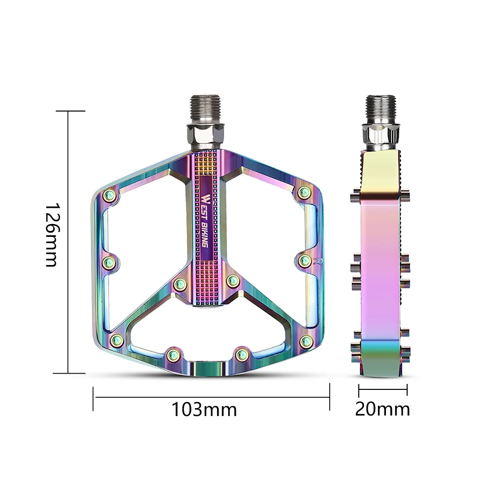 WEST BIKING Aluminum Alloy Platform Pedals Widen Cycling Footboard Non-Slip Ultralight Smooth Bearing Bike Parts Accessories