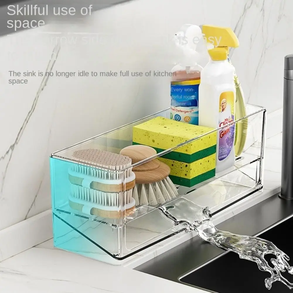 

Влагостойкая полка для губок для кухонной раковины, съемная перегородка, быстросохнущий держатель для хранения душа с отверстием для слива воды, экономия места