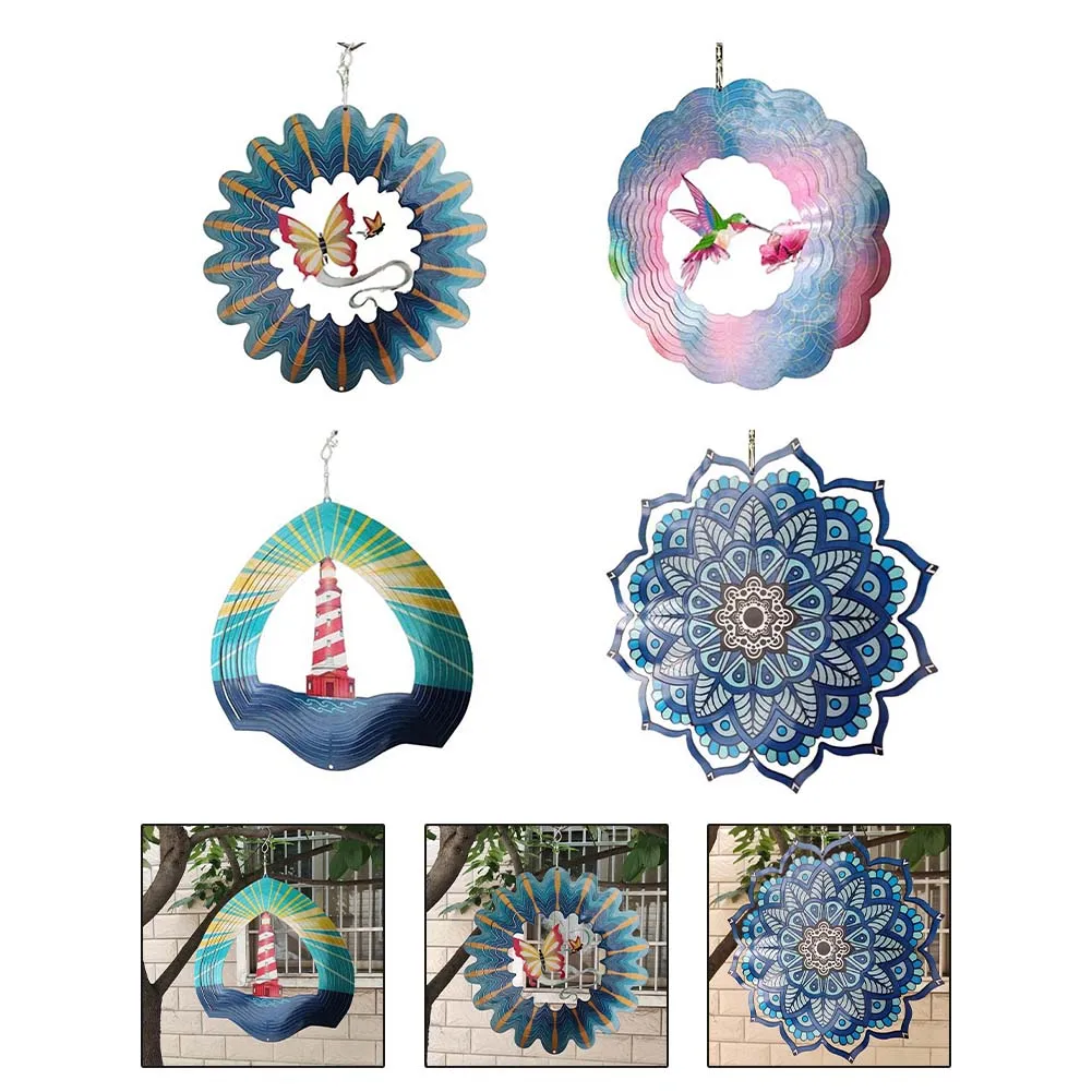 

1pcs Gradient Color Wind Spinner Catcher 3D Flowing Light Effect Wind Chimes Parts Outdoor Garden Yard Hanging Decor