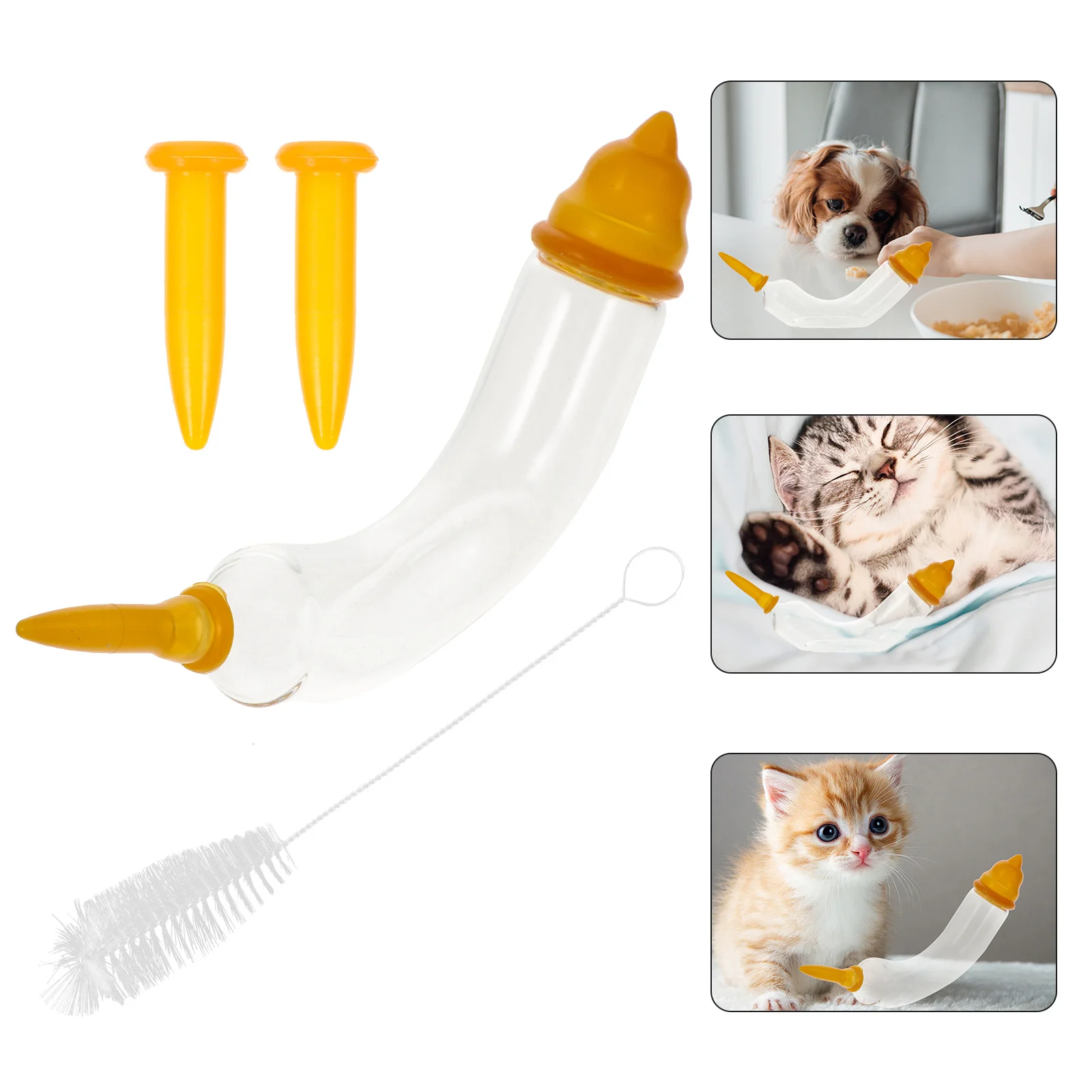 

1Set Pet Feeding Feeder Kitten Puppy Silicone Feeding Tube Curved Shape Nursing Tool for Small Pets Safe and Durable
