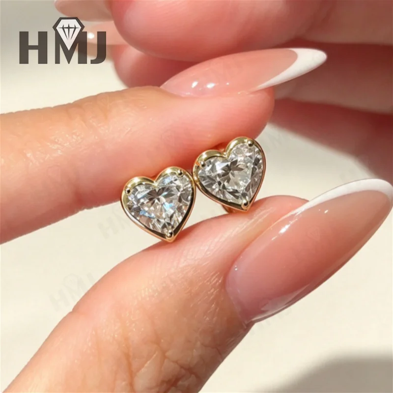 Lab Grown Diamond Hoop Earrings 2ct Heart Cut DEF VS 14K Gold Simple Charms Anniversary for Women Bridal Promise Fine Jewelry