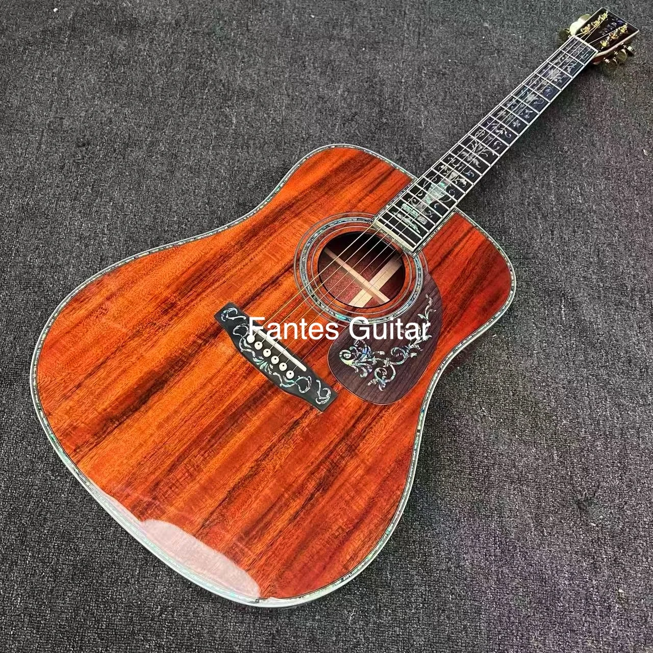 مخصص 6/12 سلاسل الصلبة KOA الجانب الخلفي أذن البحر ملزمة الغيتار الصوتية مع شعار مخصص في أذن البحر #5