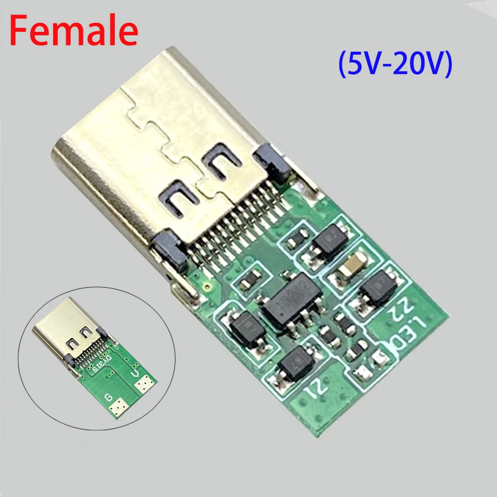 1/2/5 قطعة USB-C أنثى جاك الزناد لوحة تركيبية PD شرك مآخذ شحن سريع نوع-C 5 فولت 9 فولت 12 فولت 15 فولت 20 فولت عالية السرعة توصيل الطاقة