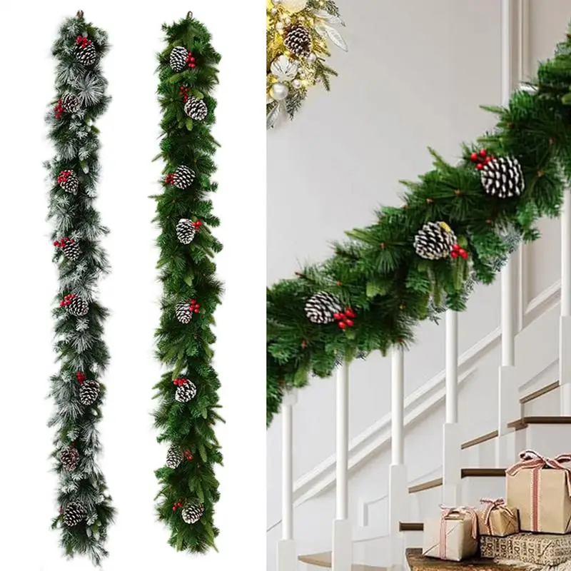 Christmas Pine Rattan Door Wreath Artificial 6.5ft Christmas Wreath Rattan Christmas Supplies Greenery Garland Decoration For