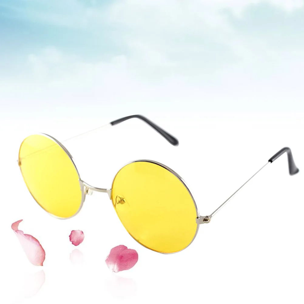 

2Pcs Round Sunglasses Uv-Proof Lightweight Fashion Retro Style Perfect for Men Women Outdoor Activities Silver Yellow