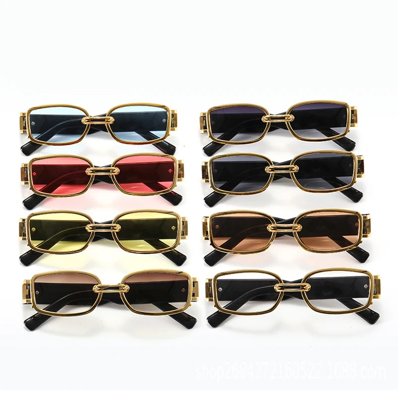 Neue Modische Vintage-Sonnenbrille für Damen und Herren, Markendesigner Retro-Rechteck-Sonnenbrille, Beliebte Bunte Quadratische Brillen