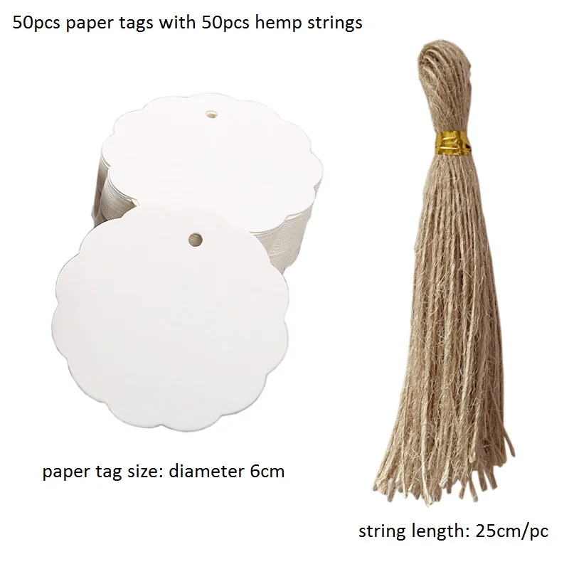 Kraft Paper Tags with Strings, 50pcs