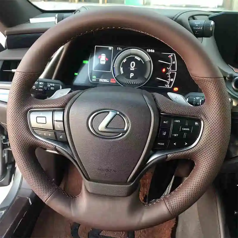 

For Lexus ES200 RX300 NX350h NX260 Steering Wheel Cover Genuine Leather Hand-sewn Custom Car Steering Wheel Braid Cover Interior