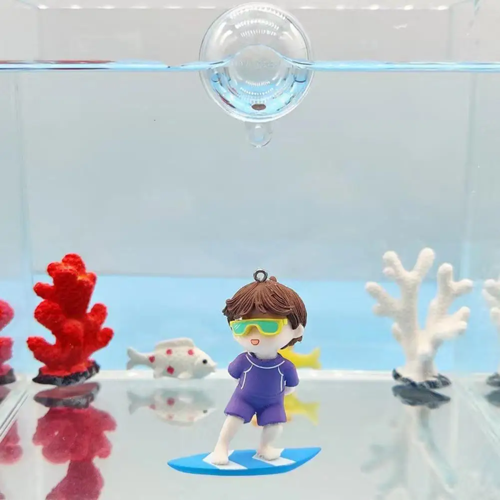 Water Floating Ornament Diver Surf Boy Whale Riding Girl Anime Figure Underwater Aquarium Landscape Fish Tank Floating Boy Girl