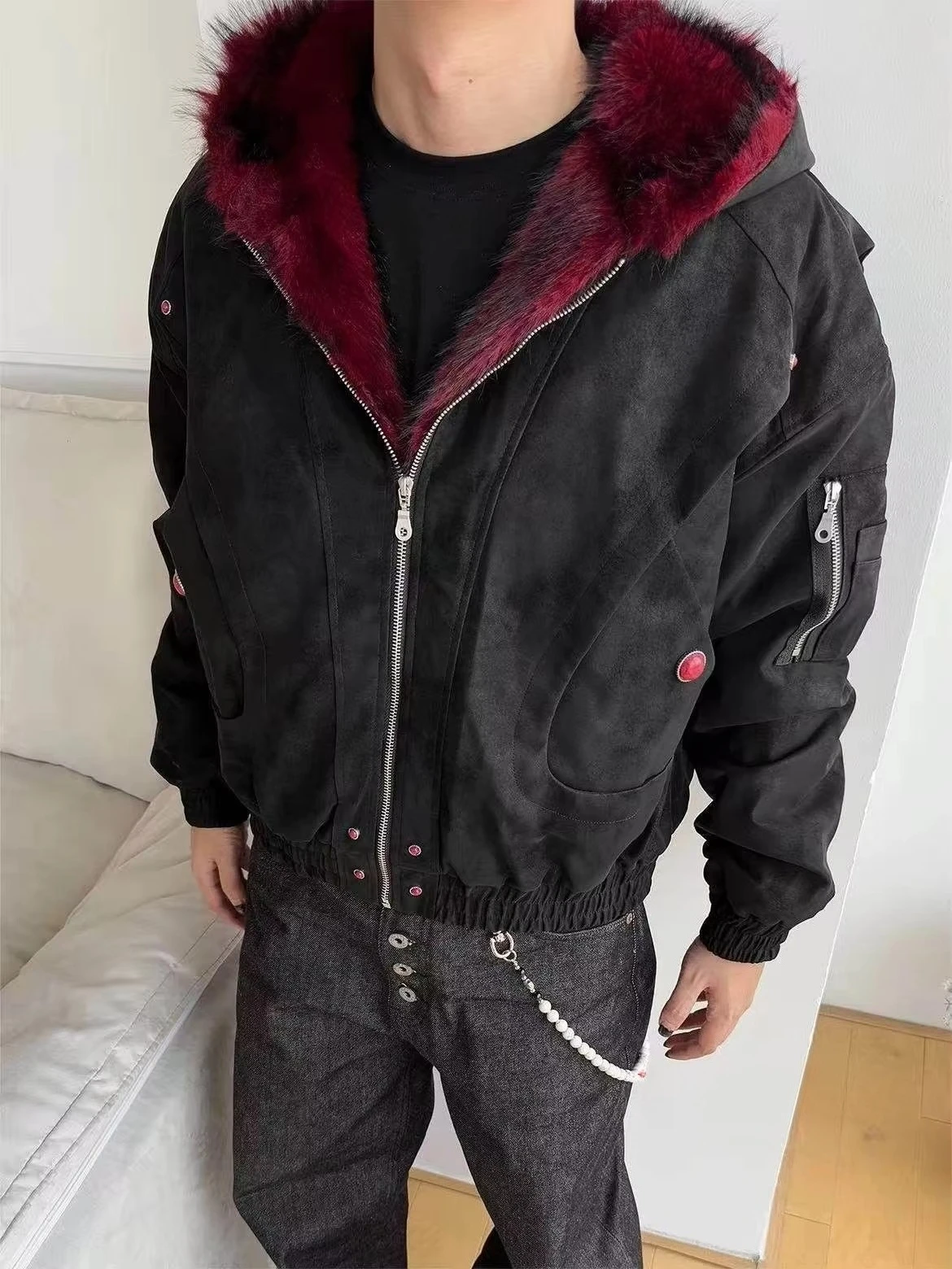 Amerikanische Retro Jacke Mit Kapuze Frauen Casual Faux Pelz Reine Farbe Vintage Langarm Sweatshirt Ästhetik Parkas Herbst Kleidung