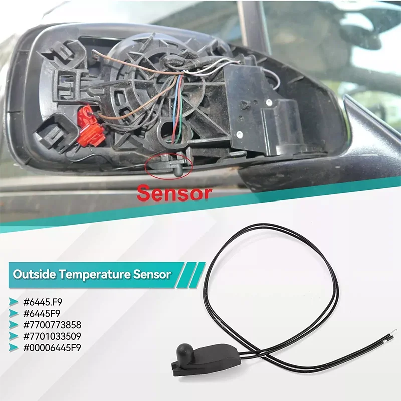 1pcs Outdoor Temperature Sensor For Peugeot Citroen Fiat Outside Air Temperature Ambient Sensor Highly Sensitive Black Auto Part