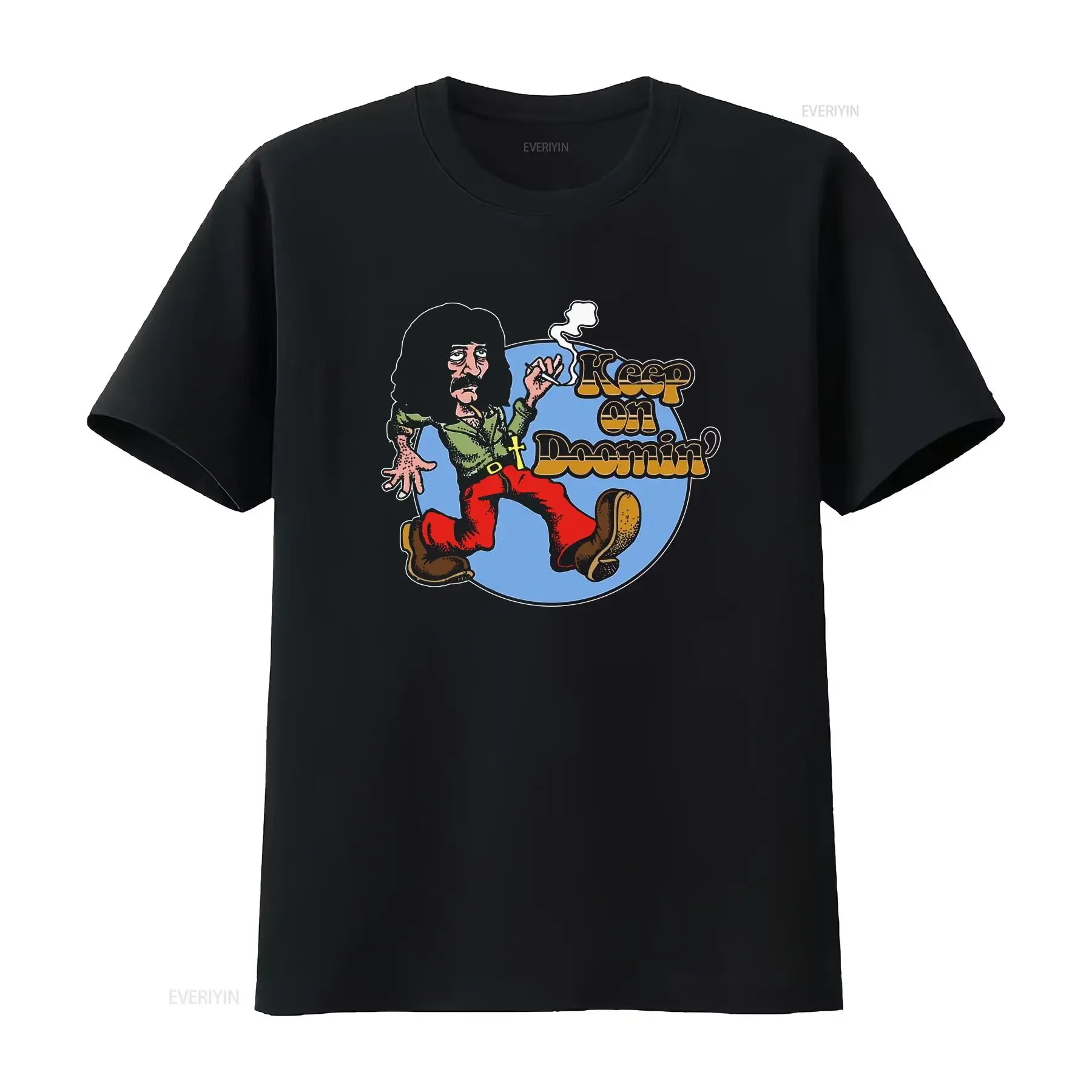 Vintage Tony Iommi Keep On Doomin Herren T-Shirt Schwarz Alle Größen S-4XL YY208 Vintage-Waschung Leicht Stylisch Vielseitig Dehnbar