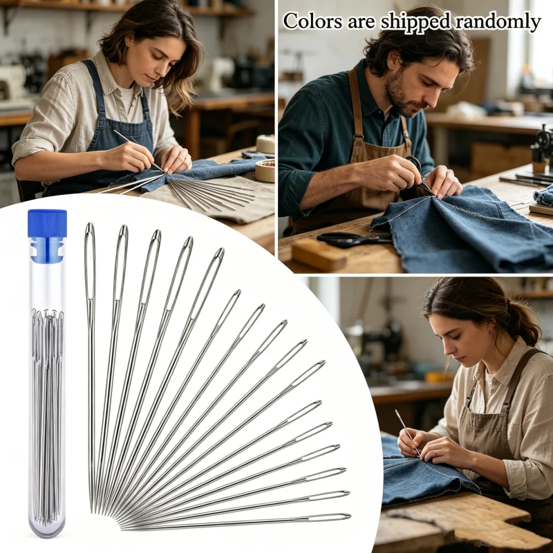 Large Eye Hand Sewing Needles Easy Threading Steel Needles Practical Needlework Tool Convenient Threading Helper Diy Supplies