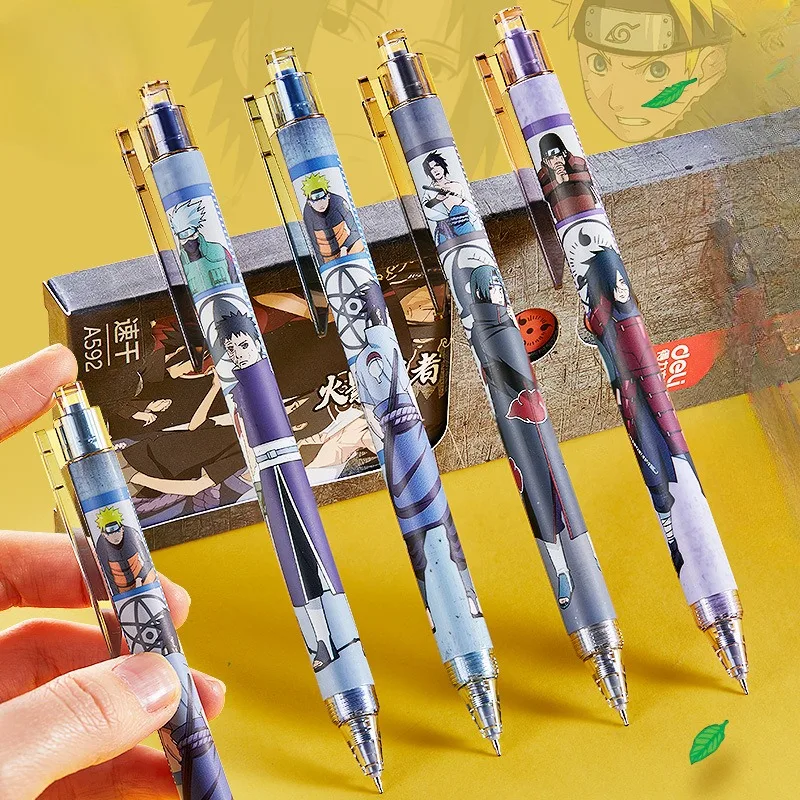 4Pcs Naruto Gel Pens for School Supplies Child Study Stationery Writing Ballpoint Pen Random Motifs Sasuke Anime Pens 0.5mm