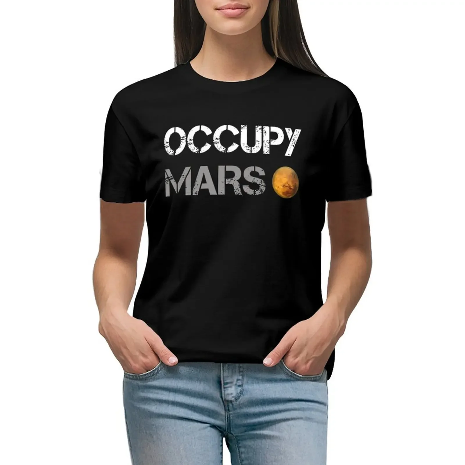 

Occupy Mars - Elon Musk SpaceX Project Gift ideas T-Shirt plus sizes Aesthetic clothing sweat Women's tops