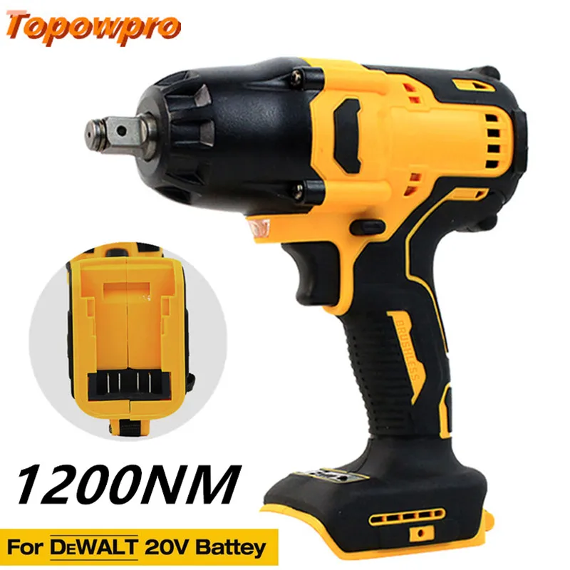 

Fit For DeWALT 20V Battery Electric Cordless Wrench 1200NM 1/2inch Brushless Impact Wrench Drill Car Truck Repair Power Tools