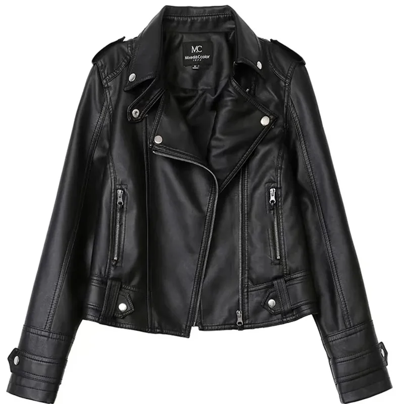 2025 terno jaquetas mulheres primavera outono jaqueta de couro do plutônio coreano novo outono inverno casaco de couro curto motocicleta outwear feminino topo