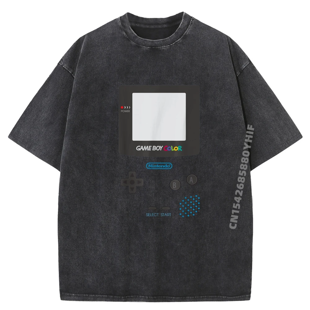 

Classic Gameboy Color Tops Tees Special Oversized Family Short Sleeve Pure Cotton Women's T-shirts Normal Retro Washed T Shirt