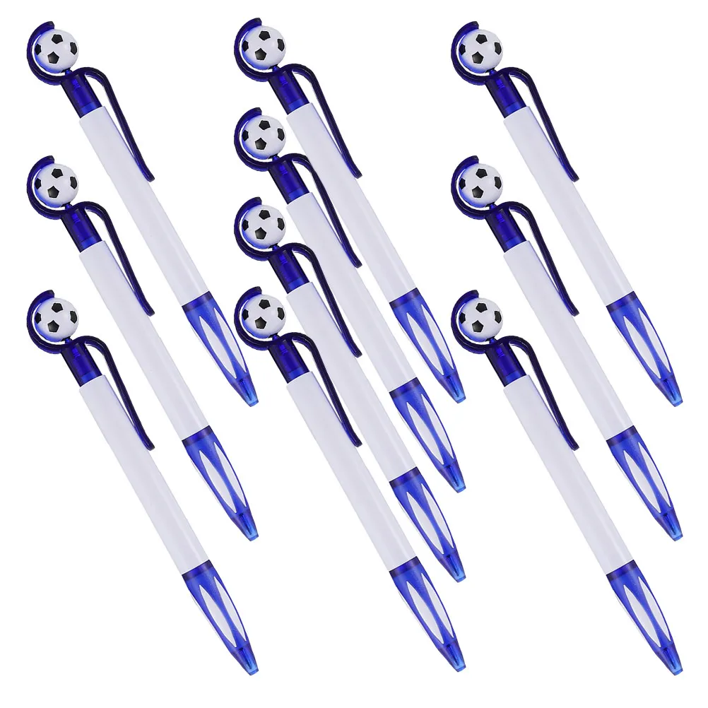 10Pcs Soccer Ballpoint Pens Fun Football Top Design Retractable Smooth Ink Pens for School Office Party Favors Teens Gifts