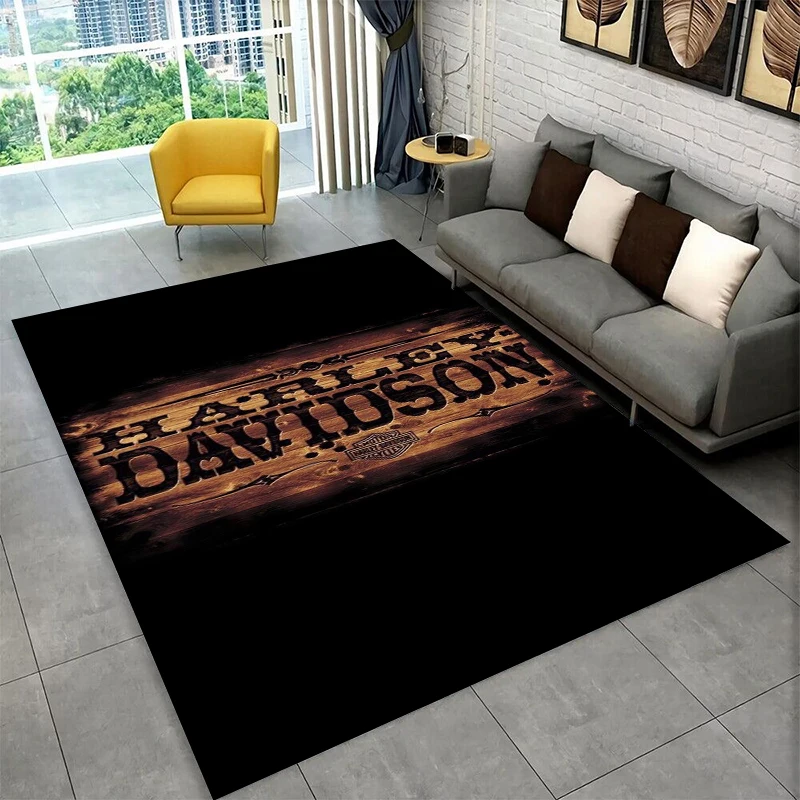 Retro H-Harleys Racing Moto Non-Slip Area Rug for Living Room,Bedroom,Playroom,Soft Carpet Floor Mat Home Decor Rug Kids Room view 3