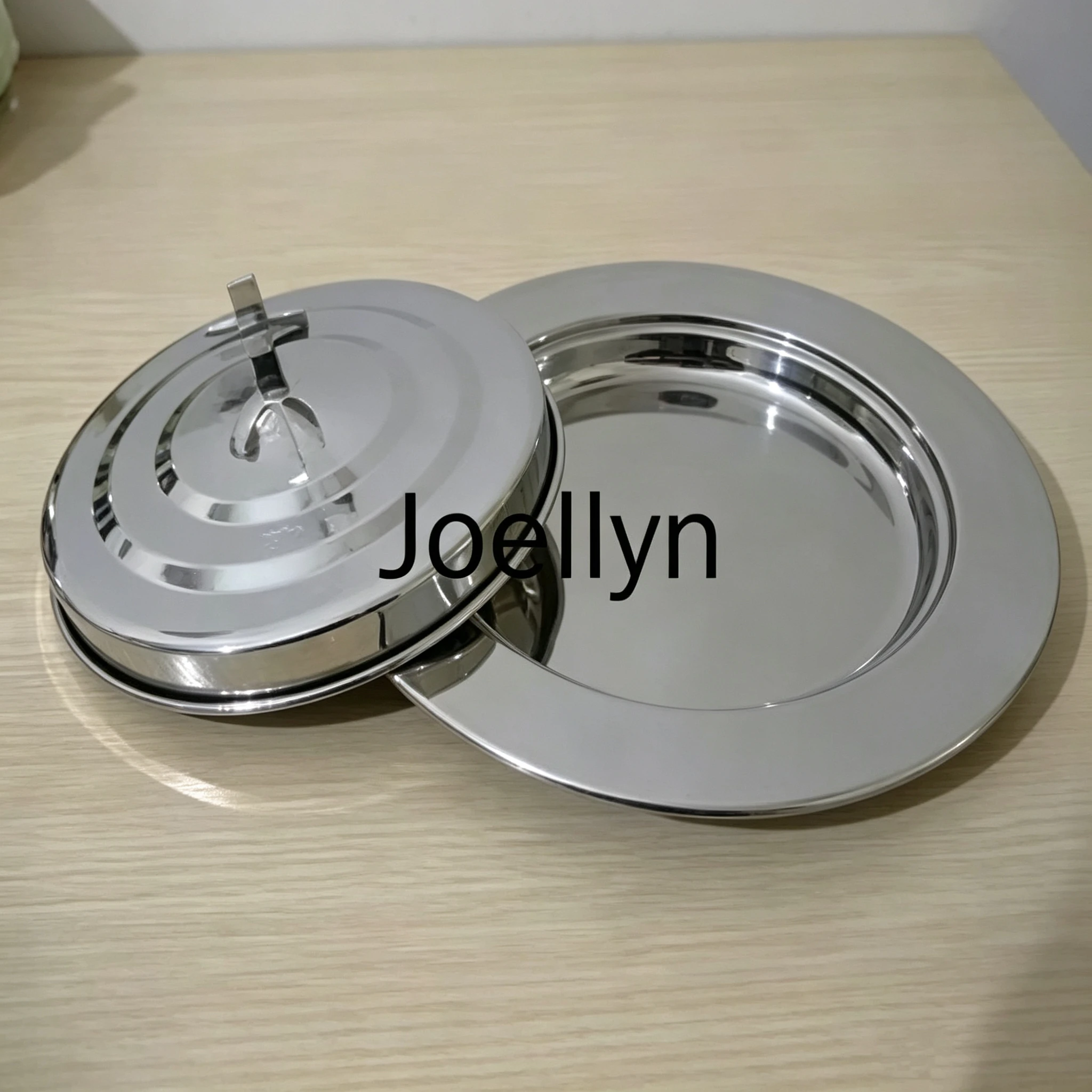 Premium Stainless Steel Communion Bread Plate with Cross Lid for Church