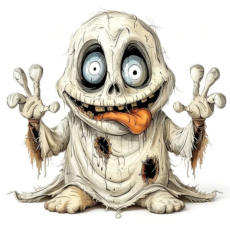 Scary White Ghost Halloween Vinyl Decal, Car Sticker for Laptop Bottle Truck Phone Motorcycle Window Wall Cup