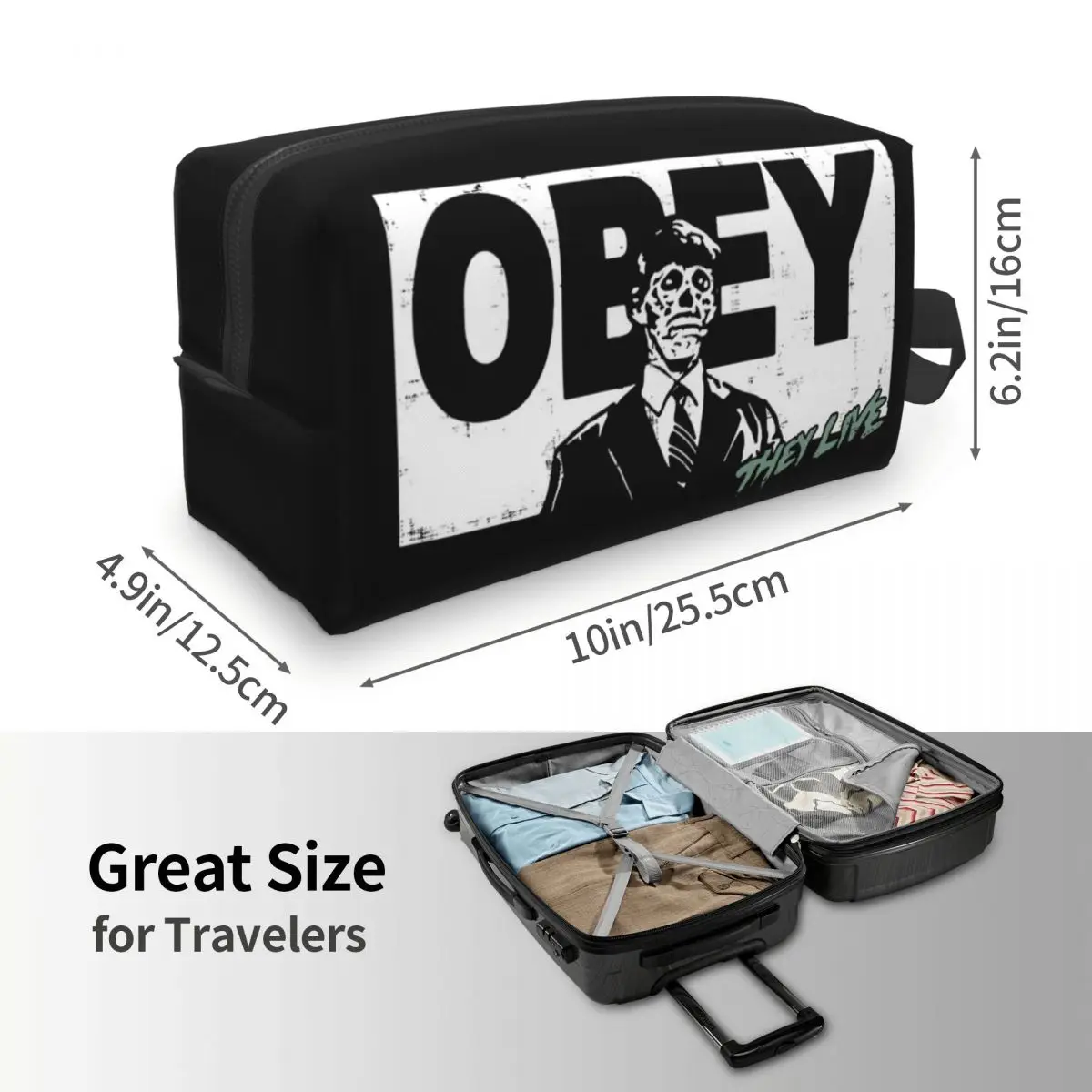 حقيبة مكياج The Live Obey، منظم مستحضرات التجميل، مجموعة أدوات التخزين، حقيبة مستحضرات التجميل للنساء، مقلمة للسفر