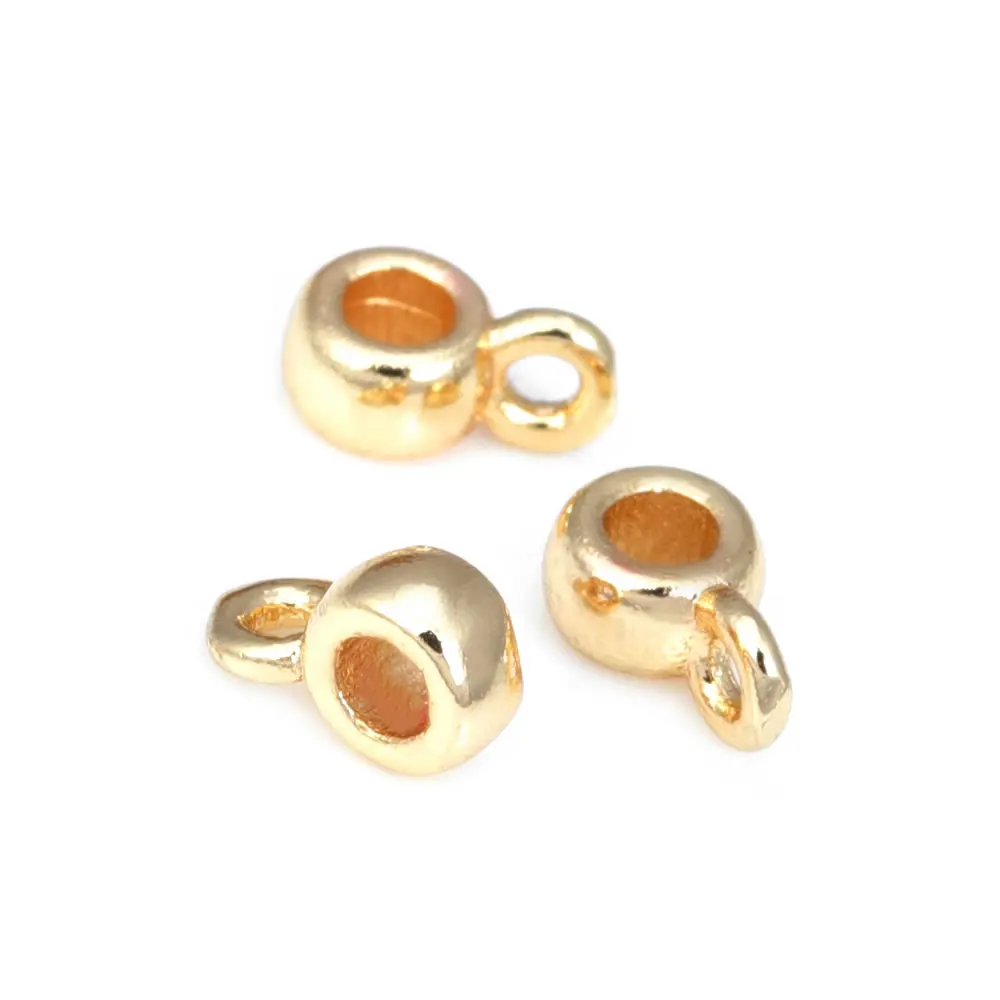 18K Gold Color Brass Round Circle Large Hole Bracelets Bead Necklaces Charms Pendants Connector Jewelry Making Supplies Findings