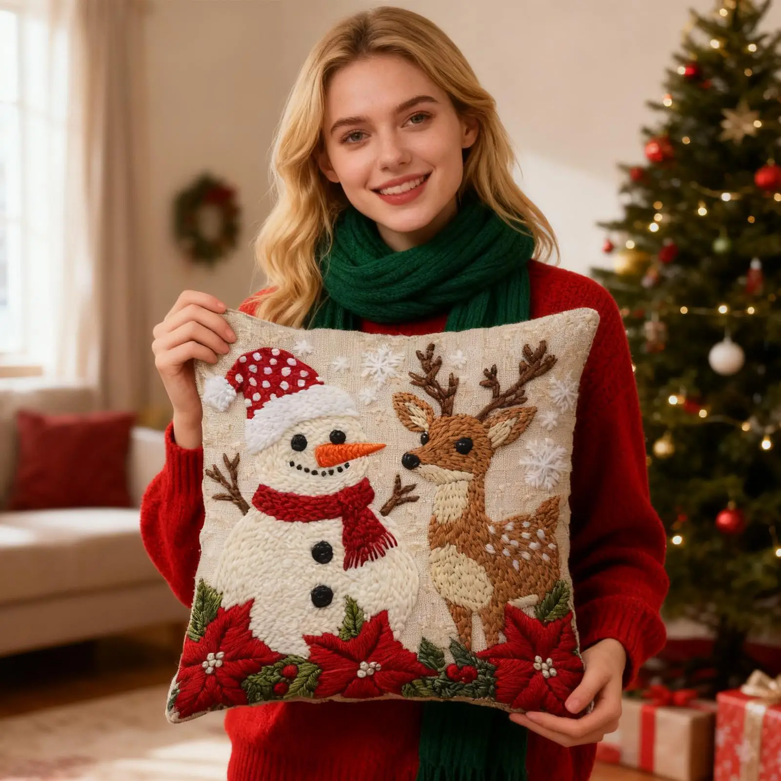 

Christmas Pillow Covers Breathable Washable Pillowcase Festive Santa Claus Cushion Covers For Living Room Bedroom Chair Den Kid