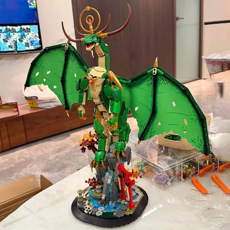 

In Stock New 1650PCS MOC Building Blocks Green Guardian Dragon Boy Assembled Toy Birthday Christmas Decoration Gift