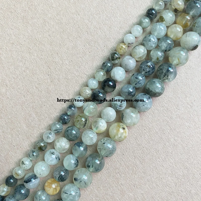 Genuine Semi-precious Natural B Quality Mixed Green Prehnite Stone Round Loose Beads 6 8 10mm For Jewelry Making DIY