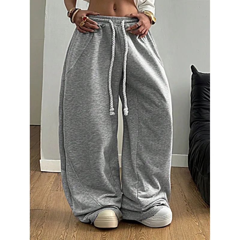 Women's Oversized Wide Leg Sweatpants High Waist Drawstring Casual Loose Trousers