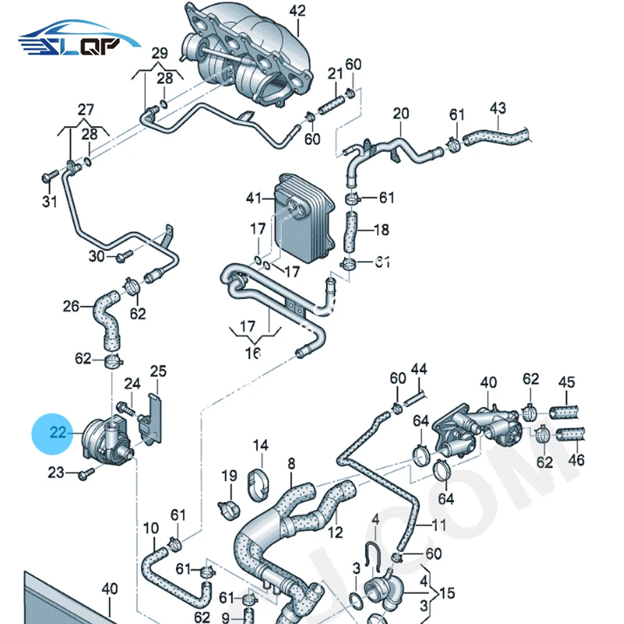 1K0965561F For VW Passat CC Xia Lang Tiguan Golf 6 Scirocco EOS Jetta Touran 1.4T Additional Cooling Auxiliary Water Pump